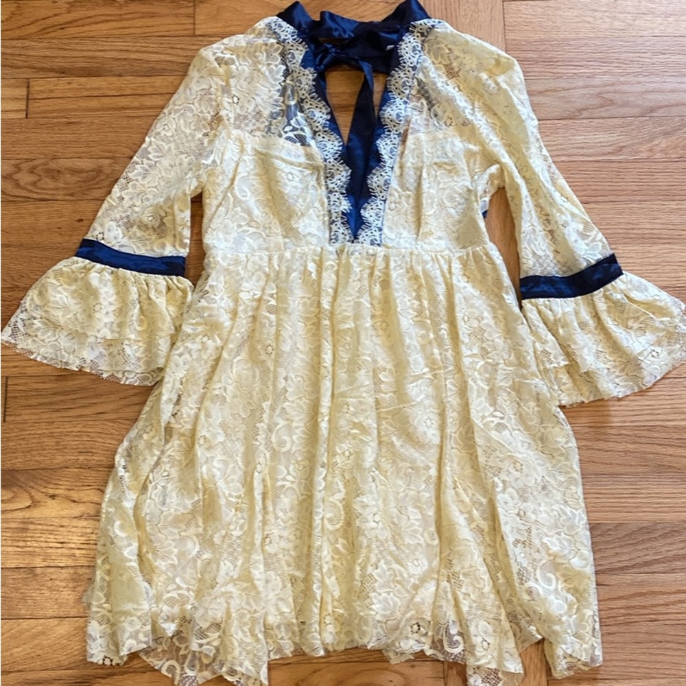 Free People Dress - Cream & Navy - Open Back